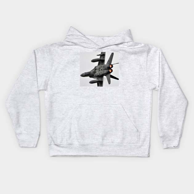 F/A-18 Hornet in afterburner turn Kids Hoodie by acefox1